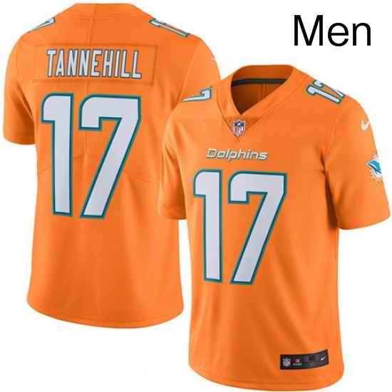 Mens Nike Miami Dolphins 17 Ryan Tannehill Limited Orange Rush Vapor Untouchable NFL Jersey